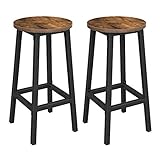 VASAGLE Bar Stool Set of 2 Round Chair High Kitchen Seat Steel Frame Height 65 cm Easy Assembly Industrial Style Rustic Brown and Black LBC32X