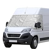 CICMOD Windscreen Cover Front Window Sunshade External Thermal Screen Wrap Cover for Fiat Ducato Peugeot Boxer Motorhome - Silver