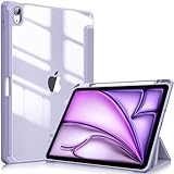 FINTIE Hybrid Case for iPad Air 11 Inch M3 (2025) / M2 (2024), iPad Air 5th / 4th Generation (2022/2020) - Shockproof Slim Clear Back Cover with Pencil Holder, Auto Wake/Sleep, Lilac Purple
