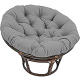 Large Round Papasan Chair Cushion, Thicken Papasan Chair Pads, Rattan Hanging Basket Cushion for Outdoor Garden, Balcony and Living Room (Grey, 120x120cm)