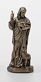 Veronese Design 3 3/8 Inch Jesus The Good Shepherd Cast Resin Hand Painted Antique Bronze Finish Statue Home Decor