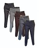 Gillicci Mens Smart Casual Party Business Formal Work Office School Straight Polyester Easy Care Trousers Pants (UK, Waist & Inseam, 44, 27, Black)