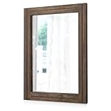 AAZZKANG Rustic Wood Mirror, Rectangular Decorative Wall Mirror with Frame, Retro Brown, 16x12 Inch