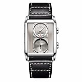 MARVIN Luxury Watches for Men Swiss Mens Watch in Stainless Steel with Leather Strap and Rectangular Sapphire Glass Dial,Quartz Movement,50M Waterproof, grey, Modern/Business/Classic