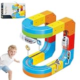 Clickrail Electric Train Set Flexible Race Track, klick Rail Electric Train Set, Gravity-Defying 3D Embedded Layouts & Motorized Car, Flexible Race Car Track Set, STEM Building Toy for Kids
