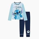 Disney Girls Lilo and Stitch Pyjamas featuring Stitch - Long Sleeved 2 Piece Set, Blue Age 9-10 Years