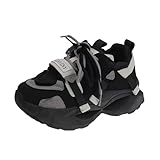 Women's Platform Chunky Trainers 90s Retro Casual Shoes, Non-Slip Gym Trainers with Memory Foam for All-Day Comfort Black UK 5.5