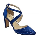 Lotus Leona Sapphire Diamante Crossover Occasion Court Shoes (UK_Footwear_Size_System, Adult, Women, Numeric, Medium, Numeric_6)