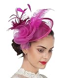 Feather Fascinator Hat with Hair Clip Flower Mesh Net Veil Wedding Race Hairpin Bowler Hat Elegant Royal Ascot Floral Derby Hat for Women Ladies Wedding Tea Party Church Cocktail Hair Accessories