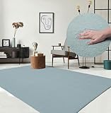 the carpet Relax Modern Fluffy Short Pile Rug, Non-Slip Underside, Washable up to 30 Degrees, Super Soft, Fur Look, Blue, 80 x 150 cm