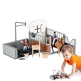 Horse Stable Playset | Farm Animal Fence Figurines for Boys Girls | Horses Figures Pretend Play Toys for Fun for Birthday, Easter, Children's Day