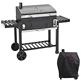 CosmoGrill Outdoor XXL Smoker Barbecue Charcoal Portable BBQ Grill with Waterproof Cover | Adjustable Charcoal Pan, Warming Rack and Thermometer | Large Coal BBQ Smoker for Home Garden Party Cooking