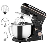HOMCOM Stand Mixer, 4.5L Food Mixer for Baking, 6 Speeds and Pulse Setting, 1300W Cake Electric Whisk with Dough Hook, Whisk, Stainless Steel Bowl, Splash Guard, Beater, Black