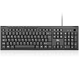 Rii RK907 USB Wired Keyboard Full Size Office Keyboard Compatible with Mac PC Tablet Windows Android Microsoft UK Layout