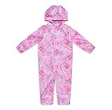 Peppa Pig Girls Waterproof Puddle Suit – All-in-One Girls Rain Suit with Hood, Fleece Lining, Hook and Loop Fastening, Elasticated Cuffs – Toddler Outdoor Clothing (Pink, 12-18 Months)