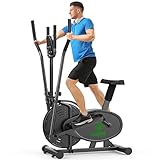 Cross Trainer, 2 in 1 Elliptical Cross Trainers with LCD Monitor, Upgraded Adjustable Resistance, Max Weight 265LBS, Exercise Machine Cross Trainer for Home Gym (Night Black)