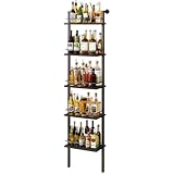 YMYNY 5-Tier Freestanding Wine Racks，Liquor Bottle Display Shelf with Fences, Wall Mounted Floating Shelf Storage Stand for Kitchen, Dining Room, 43 x 20 x 177CM Black HWR001B