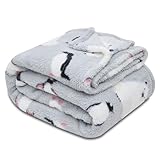 VELVETIO Comfy Teddy Bear Animal Print Throw 200 x 240 cm, Large Thermal Warm Fleece Blanket for Armchair, Super Soft Lightweight Sofa Bed Throws, Grey
