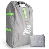 Bramble - XL Stroller Bag for Airplane - Extra Large Pram Bag for Airplane Travel - Water Resistant Double Pushchair Buggy Cover for Gate Check (Grey)