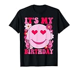 Groovy It's My Birthday Women Teens Girls Preppy Smile Face T-Shirt