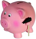 Out of the Blue Piggy Bank Jumbo Pig Holding a Hammer, Terracotta, Pink, 22 x 21 x 17.5 cm