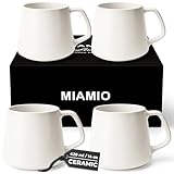 MIAMIO - Coffee Mugs Set of 4 / Large Ceramic Coffee Cups (420 ml) - Mug for Cappuccino, Tea, Espresso - Microwave and Dishwasher Safe - Luxe Collection (White)