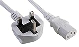 Pro Elec PE01052 UK Plug to IEC C13 Power Cable, 1 m, White