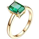 Ubestlove Art Deco Emerald Engagement Ring Novelty Gifts For Wife Diamond Accented Ring 1.2Ct K 1/2