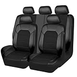 KLUFO Car Leather Seat Cover Sets for Toyota Prius (XW30) 3. Gen 2012 2013 2014 2015 2016 2017, Full Set Seat Protectors Waterproof Breathable Comfortable Accessories,Black
