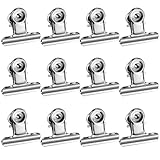 12 Pcs Bull Hinge Clips, 38mm Silver Stainless Steel Bulldog Clips Mini Metal Clamps File Paper Clamps Small Binder Clips Paper Clip for Office Home School Supplies Photos Pictures Bags Art Crafts