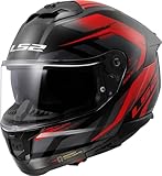 LS2 FF808 Stream II Dual Visor Full Face Motorcycle Helmet. FURY BLACK RED (XL)