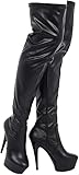 Womens Thigh HIGH Kinky Fetish Stiletto Heel Boots Over The Knee Platform Heeled Boots For Ladies With Full Side Zipper Closure Mat Black 9