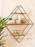 Marco Paul Diamond wall shelves Industrial Floating shelves Wooden shelf and metal frame display shelves wall mounted shelves Geometric Wall Mounted Shelf wall shelf unit home decor.