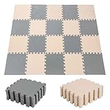 CROWNSHOP 20PCS Baby Play Mat 30x30x1CM Foam Kids Play Mat Interlocking Floor Tiles Multi Colour Soft EVA Baby Floor Mats for Children's Play and Crawl (Grey+Off White)