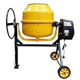 Electric Cement Concrete Mixer RocwooD 140 Litre 550W Drum Mortar Plaster Workshop Site Handle Heavy Duty Easy Load Mix Tool Stand Building Tilting