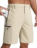 APTRO Mens Cargo Hiking Shorts Outdoor Lightweight Golf Casual Shorts for Men with 5 Zipper Pockets Khaki M