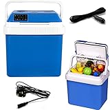 Crystals Thermoelectric 24L/26L 240V AC & 12V DC Electric Cool Box, Heating and Cooling Functions, Portable Travel Cooler Box Camping Car Mini Fridge (24L Cooler & Warmer)