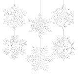 MIAHART 12 inches Large White Snowflakes Ornaments 6 Pack Big Plastic Glitter Snowflake Ornaments for Christmas Tree Winter Indoor Outdoor Window Giant Craft Hanging Snowflakes Decorations