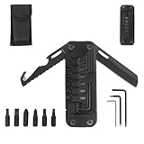 HONZIN Multitools 6 in 1 Folding Multitool, Pocket Size EDC Multi Tool with Rope Cutter, Bottle Opener, Screwdriver, SIM Card Pin, Camping Stainless Steel Multitools with Nylon Pouch, Gifts for Men