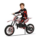 50cc Kids Dirt Bike - Gas Powered Motocross Motorcycle for Boys & Girls Ages 8-12, Off-Road Mini Bike with Dual Disc Brakes & 40KM/H Max Speed - Children's Day/Birthday Gift (Red)
