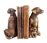 Labrador Dogs Decorative Bookends, Unique Book Ends to Hold Books Heavy Duty for Office Desk, Vintage Antique Golden Home Decor, Shelf Decoration, Modern Living Room Decor
