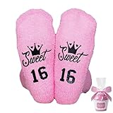 16th Birthday Gifts Girl16th Birthday Gifts for Girls Pink Fluffy Socks B/irthday Presents Gifts for 16 Year Old Girls Birthday Socks Sweet 16 Gifts for G/irls B/irthday Decorations Stocking Filler