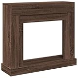 vidaXL Fireplace Surround - Brown Oak Engineered Wood Mantel with Functional Shelf - LED Flame Compatible - 100 x 30 x 87.5 cm