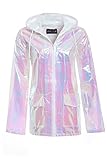 shelikes Womens Hooded Lightweight Zipped Neon Festival Jacket Kagool Cagoule Mac