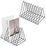 TIWIHON Triangle Magazine Rack Desktop File Holder, Vinyl Record Storage Holder Stand Books Rack, 9 Slots Metal Freestanding File Organizer, Document Organizer Bookshelf for School, Office CD