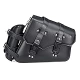 Motorcycle Saddle Bag PU Leather Waterproof Saddlebags Black Left/Right Side For Harley Davidson Universal (Left)