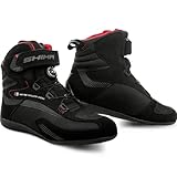 SHIMA Exo vented Motorbike Boots for Men Ventilated Leather Shoes Atop Closure Summer Suede Motorcycle Short Ankle Protector Urban Bike (Mens, Black, 10.5)