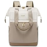 LOVEVOOK Backpack Womens, 15.6 inch Laptop Rucksack Bag for Ladies, Waterproof Daypacks for Office Teacher Nurse, Fashion School Bags with USB Port for Work University Travel Business, Beige Khaki
