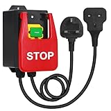BOSYTRO Single Phase On/Off, 220V to 250V Emergency Stop Switch, Electromagnetic Pressure Switch with Socket for Quick Switch-off of Milling Tables and Electrical Equipment (stop)