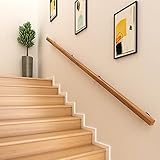 Wooden Handrails for Stairs, Non-Slip Stair Banister with Brackets, Against The Wall Elderly and Children's Safety Grab Bar Kit, for Interior Corridor Villa Building Loft (A, 50cm)